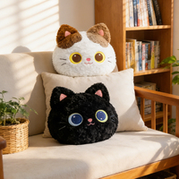 Coussin en peluche chat noir premium avec fourrure texturée pour les amoureux des chats, coussin esthétique doux en calicot pour anniversaire et décoration intérieure