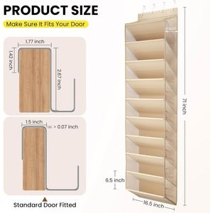 Large Hanging <b>Shoe</b> Organizer, Non-woven & Transparent PVC Pockets with Metal <b>Hooks</b>, Ideal for Closet Bedroom Dorm & Door Storage - Product Image 4