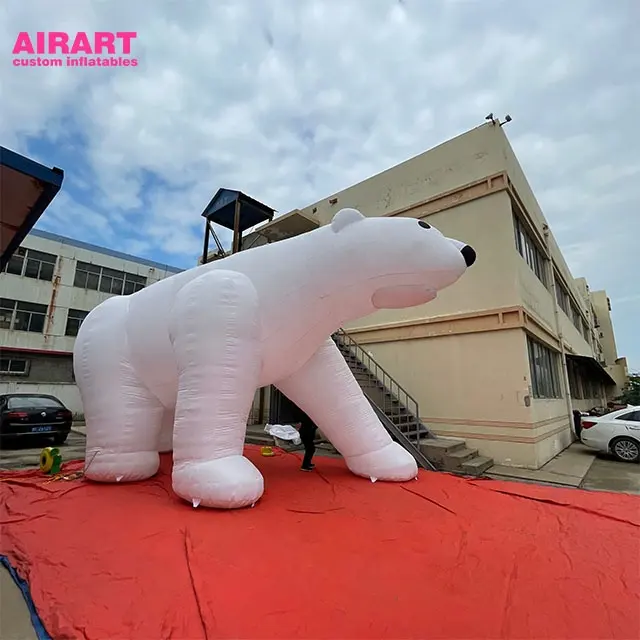 Figura de oso polar inflable, escultura de animales blancos grandes, globo inflable de oso de Navidad airart