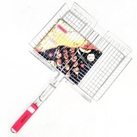 Outils de barbecue : Grille en fil métallique fabriquée à la machine, compatible charbon de bois, portable pour barbecue extérieur