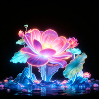 Lanternes florales géantes sur le thème du lotus, personnalisées, imperméables et réutilisables pour une utilisation en extérieur/intérieur, parcs touristiques culturels, zones en bord de lac