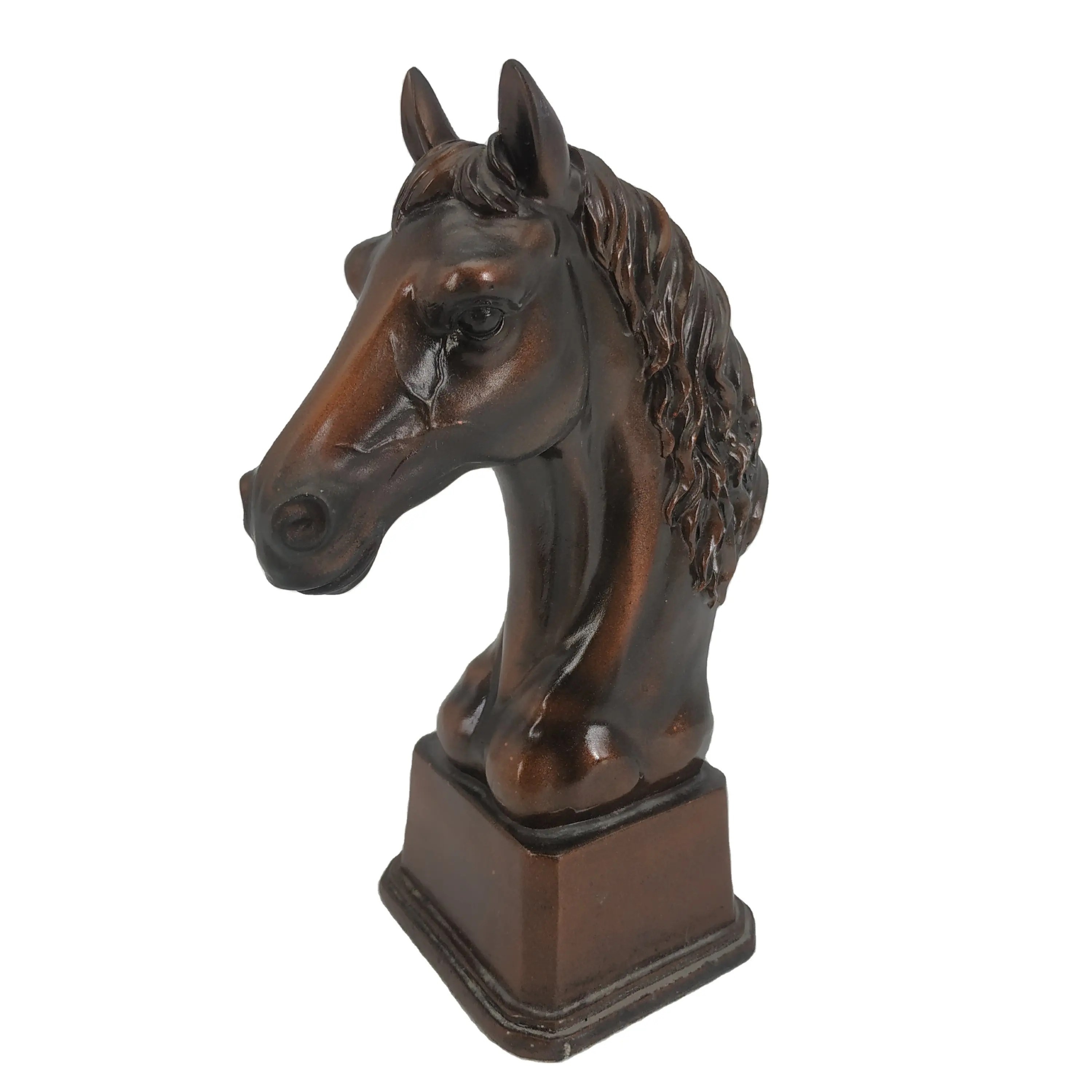 Escultura de Estatua de cabeza de caballo artesanal de resina de estilo artificial con acentos decorativos de Base para decoración del hogar o regalo de negocios