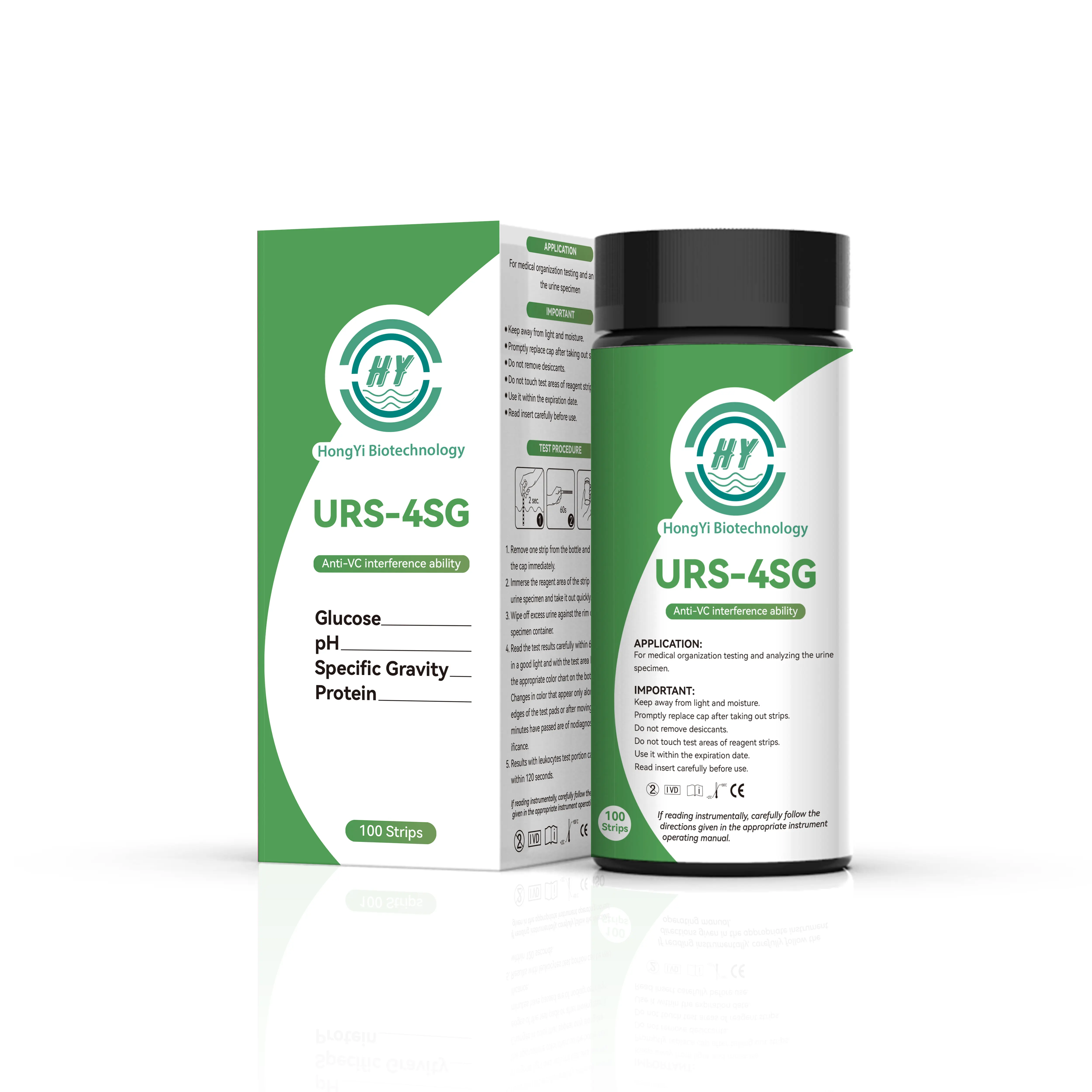 Medische Leverancier URS-4SG Glucose Ph-Eiwit-Soortelijk Gewicht Anti Vc-Urineteststrips Te Koop