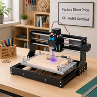 Mini routeur CNC de bureau, machine de gravure laser portable 3018 Pro, graveur de fraisage DIY 3 axes, puissance optique 5,5/10W, contrôle GRBL