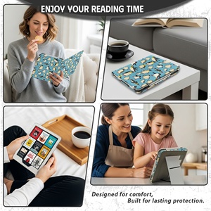 Lovely <strong>Penguin</strong> <strong>Printed</strong> Custom Stand Protective Case for 6.8" and 7" Kindle Custom Design Kindle Protective Case with Hand Strap - Product Image 6