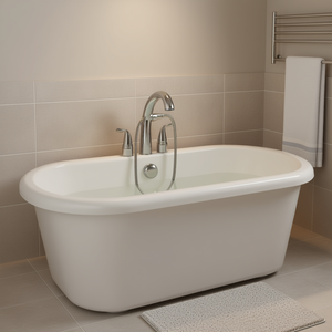 Grifo de bañera romano de 3 orificios con cascada, montaje en cubierta, caño alto, acabado plateado, para lavado de mascotas y uso en baño - Product Image 2