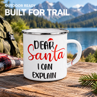 Mug à café en émail pour les fêtes de Noël, bord en acier inoxydable, sans BPA, résistant à la chaleur, cadeaux de fête, cadeaux du Père Noël secret, boîte cadeau