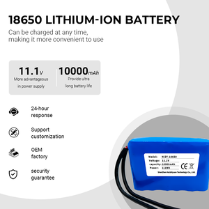 맞춤형 3.7V 7.4V 11.1V 12V 14.8V 24V 18650 리튬 이온 충전식 18650 10000mah 리튬 배터리 팩 - Product Image 5