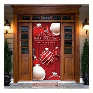 ผ้าคลุมมือจับประตูแบบสแปนเด็กซ์ลายธงประดับตกแต่งเทศกาลคริสต์มาส/ปีใหม่ปี 2023 พร้อมโลโก้สั่งทำพิเศษสำหรับแขวนภายนอก - Product Image 1