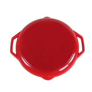 Articles ménagers lumineux de haute qualité 32cm poêle à griller en <span class=keywords><strong>fonte</strong></span> rouge émail antiadhésif extérieur BBQ plaque chauffante en gros ustensiles de cuisine en métal - Product Image 5