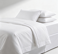 Parure de lit de luxe en coton satiné blanc pour hôtel, 100 % coton tissé Air-Jet léger, largeur 250 cm, housse de couette et drap de qualité hôtelière