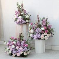 Centre de table en soie artificielle rose et violette pour mariage, décoration de printemps, cérémonie, allée et vitrine