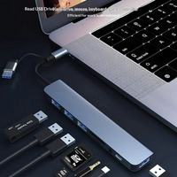Base de Expansión USB 3.0 Tipo-C de Aleación de Aluminio, Divisor Multi-Interfaz de 8 Puertos, Hub USB para Portátil, Tablet, Teléfono, Computadora de Escritorio