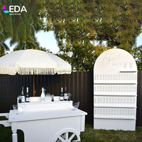 Carrito de Dulces y Flores de Acrílico Blanco con Diseño LEDA, Barra de Flores Blancas para Decoración de Eventos y Bodas