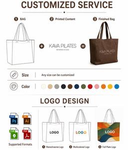 Sac fourre-tout personnalisé OEM en gros, en toile de coton réutilisable, imprimé, grand sac de courses pour femmes, idéal pour le Pilates et le Yoga, avec logo - Product Image 4