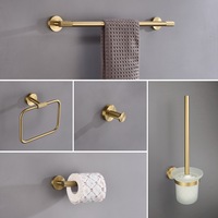 Ensemble porte-serviettes et porte-papier en acier inoxydable doré brossé de qualité supérieure pour salle de bain et hôtel