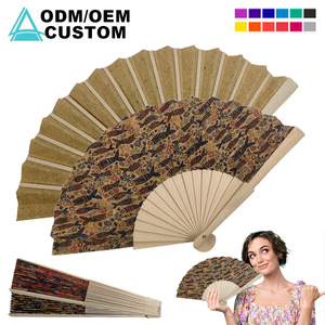Abanico Plegable de Bambú Estilo <span class=keywords><strong>Japon</strong></span>és con Logotipo Personalizado, Abanico de Tela Impresa para Festivales, Baile, Regalos <span class=keywords><strong>y</strong></span> Recuerdos - Product Image 1