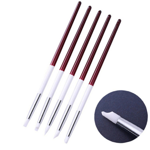 Lot de 5 stylos à ongles en silicone blanc et rouge, outils de sculpture 3D creux pour la conception d'ongles en gel - Product Image 5