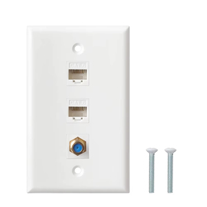 Chúng tôi tiêu chuẩn 3-Port mạng Ethernet Coax Cable tường faceplate 3GHz f-loại Keystone tường Jack Cat6 <span class=keywords><strong>RJ45</strong></span> kết nối phụ kiện - Product Image 1