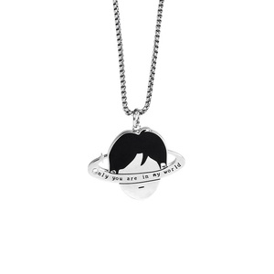 Collares de Acero Inoxidable <span class=keywords><strong>para</strong></span> Parejas, Colgante 'Solo Tú Estás en <span class=keywords><strong>Mi</strong></span> Mundo', Cadena <span class=keywords><strong>para</strong></span> Mujeres y Hombres, Joyería, Regalos <span class=keywords><strong>para</strong></span> Mejores Amigos - Product Image 6