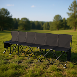 Banc de camping pliable portable 8 places avec dossier, en aluminium et tissu Oxford, chaise de jardin d'extérieur - Product Image 2