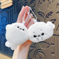 Mignon pendentif porte-clés en peluche phoque de dessin animé, jouet en peluche, rembourrage en coton PP