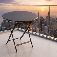 Table à manger pliante moderne et durable avec plateau en fer, 60 cm, structure métallique légère, imperméable, pour extérieur, hôtel, patio, jardin, camping