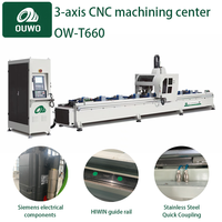 Centre d'usinage CNC OUWO robuste de 7200 mm pour le fraisage, le perçage et le chanfreinage de profilés de murs rideaux avec magazine d'outils à 6 stations