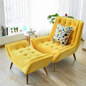 Fauteuil de salon moderne capitonné en tissu lin avec pieds en bois pour la maison, l'appartement, la chambre, le salon, la salle à manger, l'hôtel et les espaces de loisirs - Product Image 5