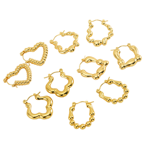 Pendientes de Acero Inoxidable con Baño de Oro de 18K, Diseño Geométrico, Unisex, Venta al Por Mayor QX - Product Image 1