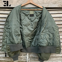 Blouson Bomber MA-1 LARSUR personnalisé en satin et nylon, matelassé, doublé, tactique, utilitaire, court, pour pilote de vol, type doudoune