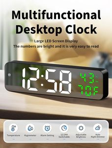 Large Screen Adjustable Brightness <b>Electronic</b> LED Digital Alarm Clock Modern Design Snooze Function Week <b>Calendar</b> for Home - Product Image 2