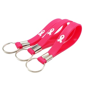 Vòng Tay Keychain Chất Lượng Cao Ung Thư Vú Nhận Thức Mềm Đàn Hồi Debossed Logo Silicon Tùy Chỉnh Silicone In Kỹ Thuật Số - Product Image 4