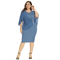 Robe de soirée de couleur unie à volants et à manches haute fendue pour femmes de grande taille