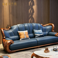 Neues chinesisch-inspiriertes U-förmiges modulares Villen-Sofa-Set aus Ebenholz und Echtleder im minimalistischen europäischen Design für luxuriöse Wohnzimmer