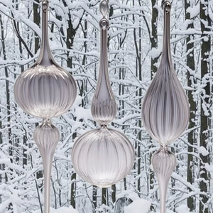 Ornement de Noël personnalisé <span class=keywords><strong>en</strong></span> <span class=keywords><strong>verre</strong></span> <span class=keywords><strong>soufflé</strong></span> à la main, motifs variés, gouttes d'eau décoratives, avec crochet <span class=keywords><strong>en</strong></span> <span class=keywords><strong>verre</strong></span> transparent - Product Image 6