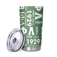 Yüksek Kaliteli Yunan Harfli Baskılı Bardak, Pipetli Kapaklı, Yalıtımlı Seyahat Kupası 20oz, Ofis ve Araba İçin Kahve Kupası