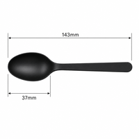 Cuillère à ramen noire 143 mm, bol large, ustensile en plastique jetable robuste, vente en gros, pour soupes chaudes, à emporter, restaurant