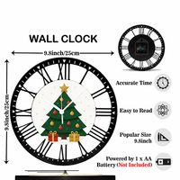 Horloge en fer forgé, sapin de Noël, chiffres romains silencieux, décoration de salon en métal, cadeau de Noël personnalisé