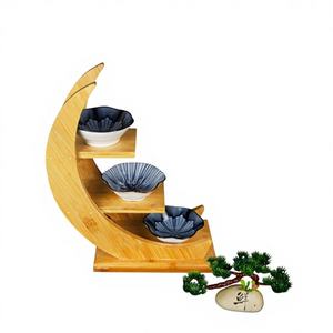 Support à gâteau en bambou gravé créatif en forme de lune, écologique, modèle Shandong, support à <span class=keywords><strong>sushi</strong></span> pour décoration d'anniversaire - Product Image 1