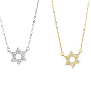 Collana Unisex Sportiva con Ciondolo a Stella di David a Sei Punte in Rame Placcato <span class=keywords><strong>Oro</strong></span> Vero, con Zirconi e Catena a Bambù, per Commercio Transfrontaliero - Product Image 5