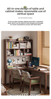 Bureau d'angle en forme de L avec étagère, table d'étude intégrée et bureau informatique pour la maison