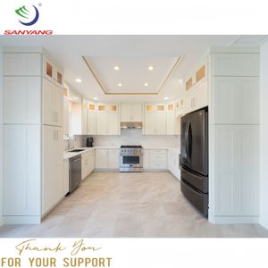 Готовые к сборке плоские кухонные шкафы RTA, оптовая продажа, Белый шейкер, цельная деревянная втулка, кухонные шкафы - Product Image 3