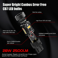 Bombillas LED CB7 7443 T20 de Alta Calidad, Sin Errores CANBUS, 7440 1157 3157 2500LM, para Luces de Freno, Reversa y Estacionamiento de Automóviles