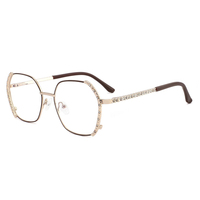 Lunettes élégantes pour femmes avec monture optique en métal papillon, ornements floraux en strass, style chic, écologiques, anti-lumière bleue