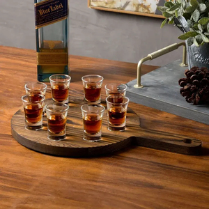 <span class=keywords><strong>Plateau</strong></span> de <span class=keywords><strong>service</strong></span> rond en bois avec finition peinte, personnalisé pour 8 verres à shot, bière, <span class=keywords><strong>whisky</strong></span>, cocktail - Product Image 1