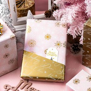Pink Christmas <b>Wrapping</b> <b>Paper</b> Roll Gold Snowflakes Reversible 46.8 Square Feet Recyclable Gift Craft - Product Image 4