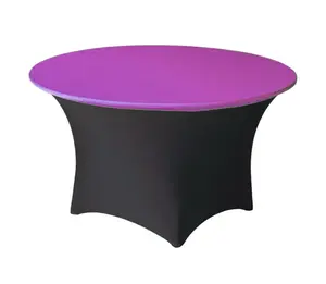 purple round fitted stretch table top cover luxury spandex table linens for round table