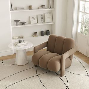 Fauteuil de salon design style nordique en velours vert, rembourré en mousse, confortable pour salon, chambre et balcon - Product Image 3