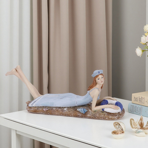 Redeco Elegant Oceaanstijl Vakantiepaar Hars Desktop Ornamenten Zeeman Sculptuur Nautisch Zeeman Beeldje Home Decor - Product Image 3